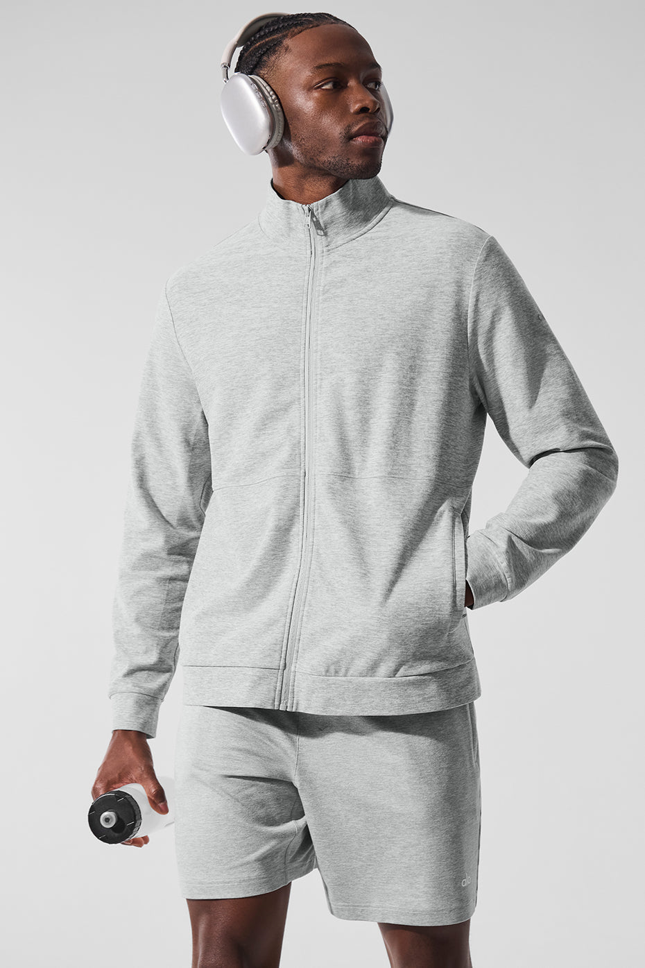 Conquer Max Mock Neck Full Zip - Athletic Heather Grey