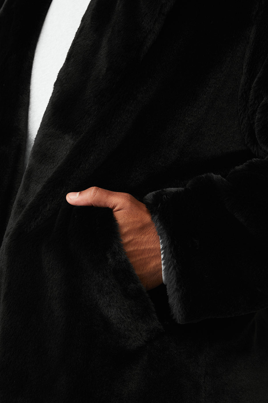 Oversized Faux Fur Trench - Black