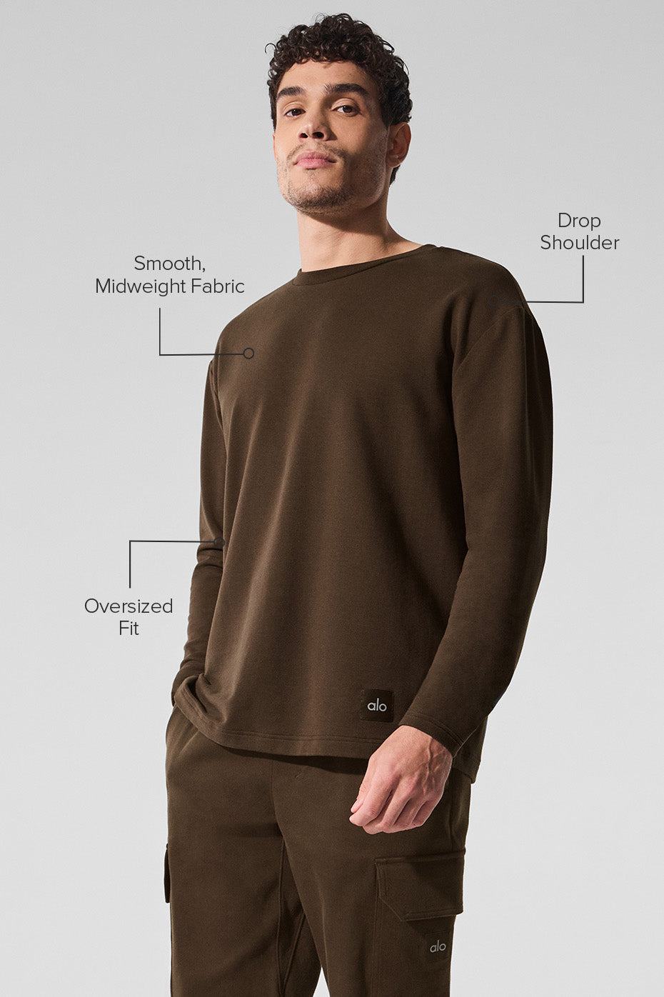 Double Take Long Sleeve Crew - Espresso