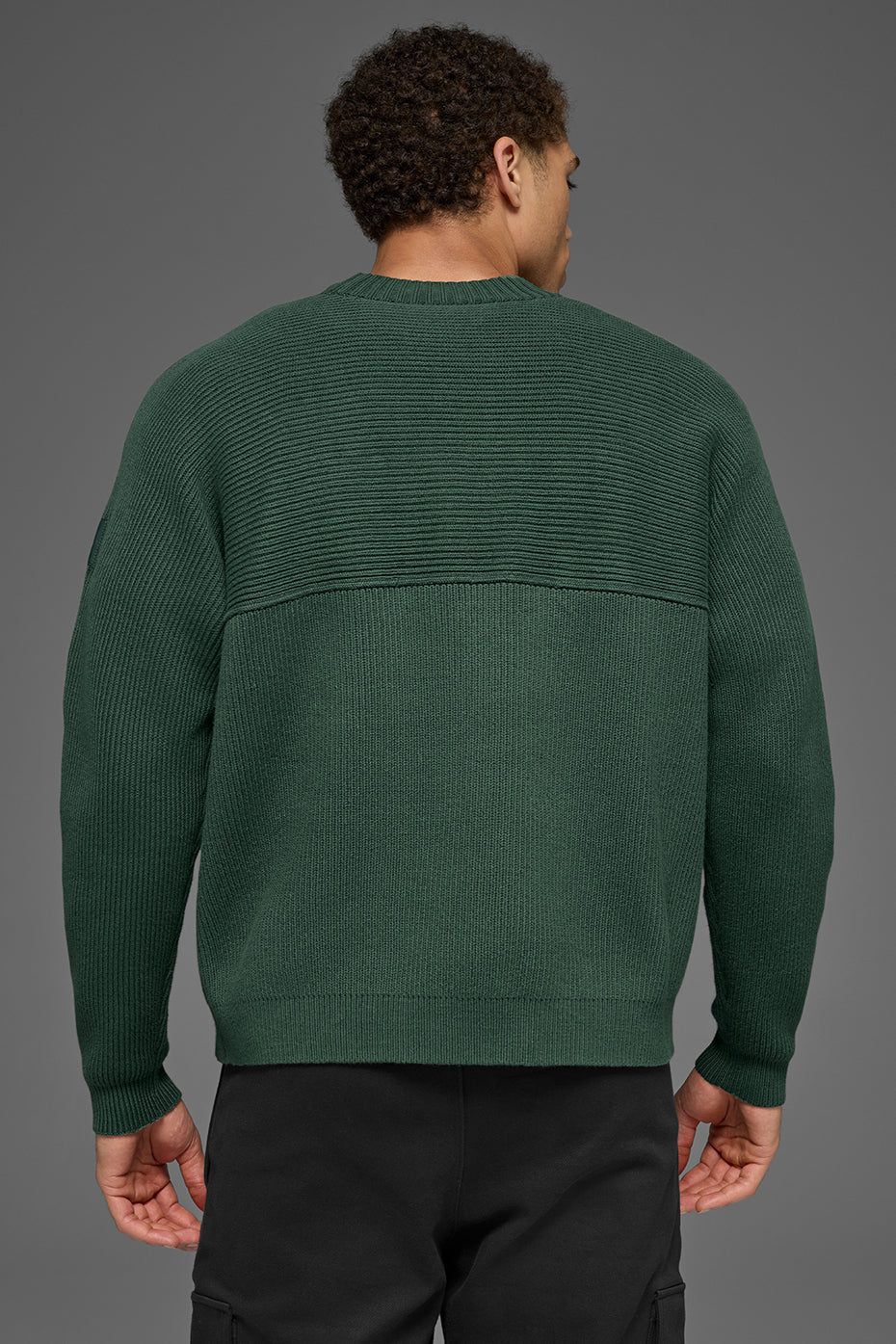 Domain Shift Rib Knit Sweater Crew - Clover Green