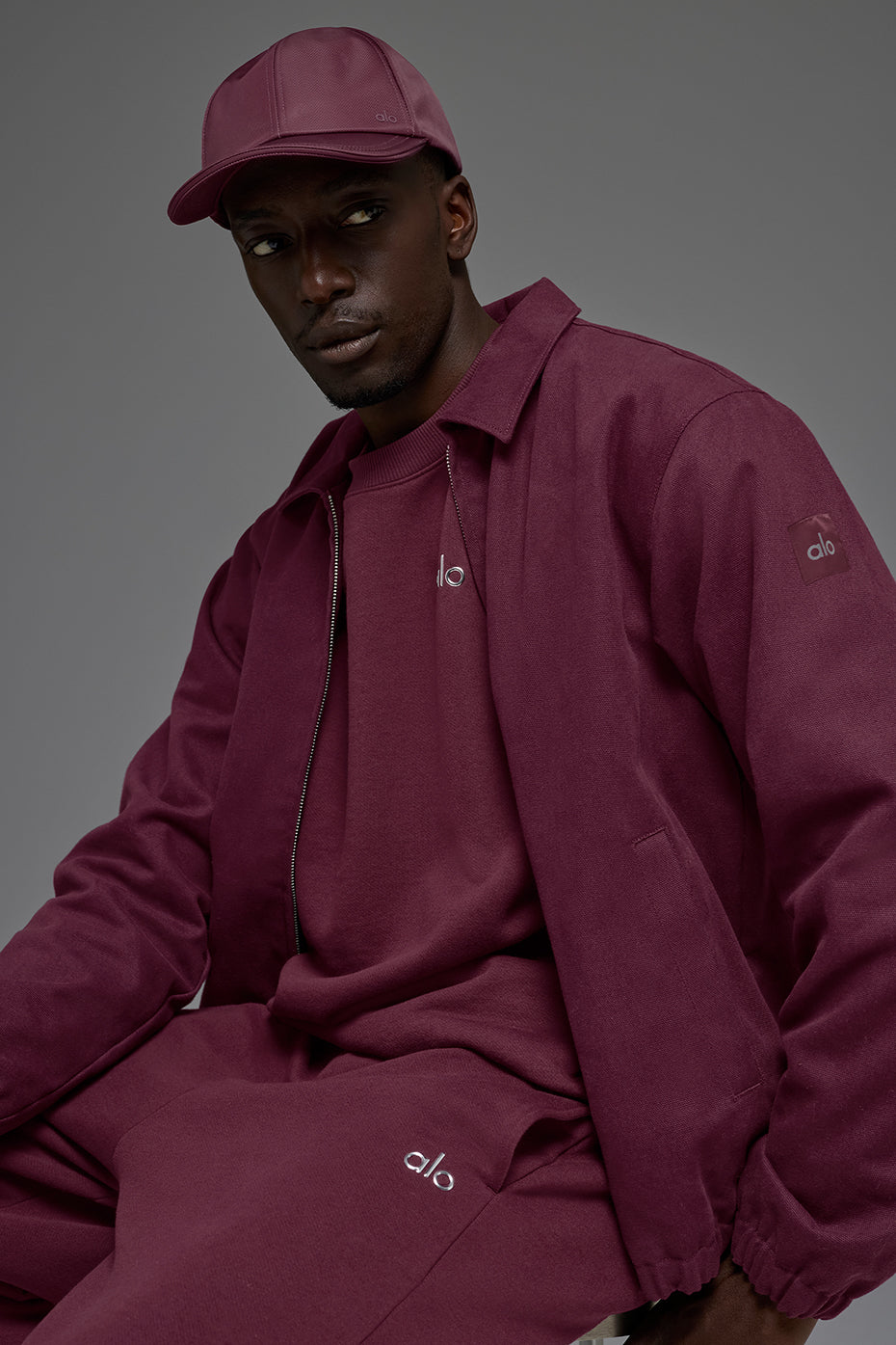 Cotton Canvas Coaches Jacket - Burgundy