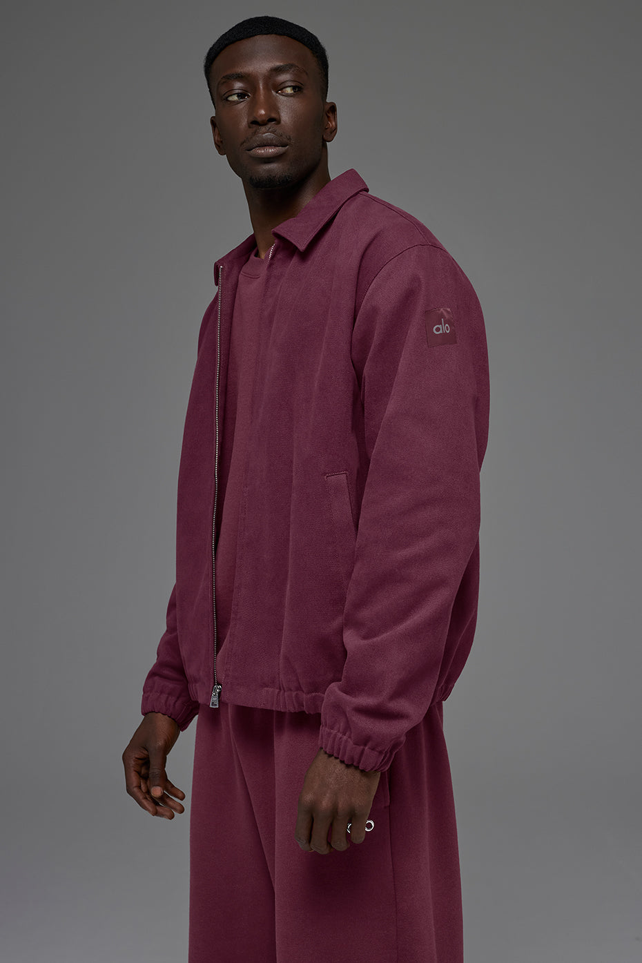 Cotton Canvas Coaches Jacket - Burgundy