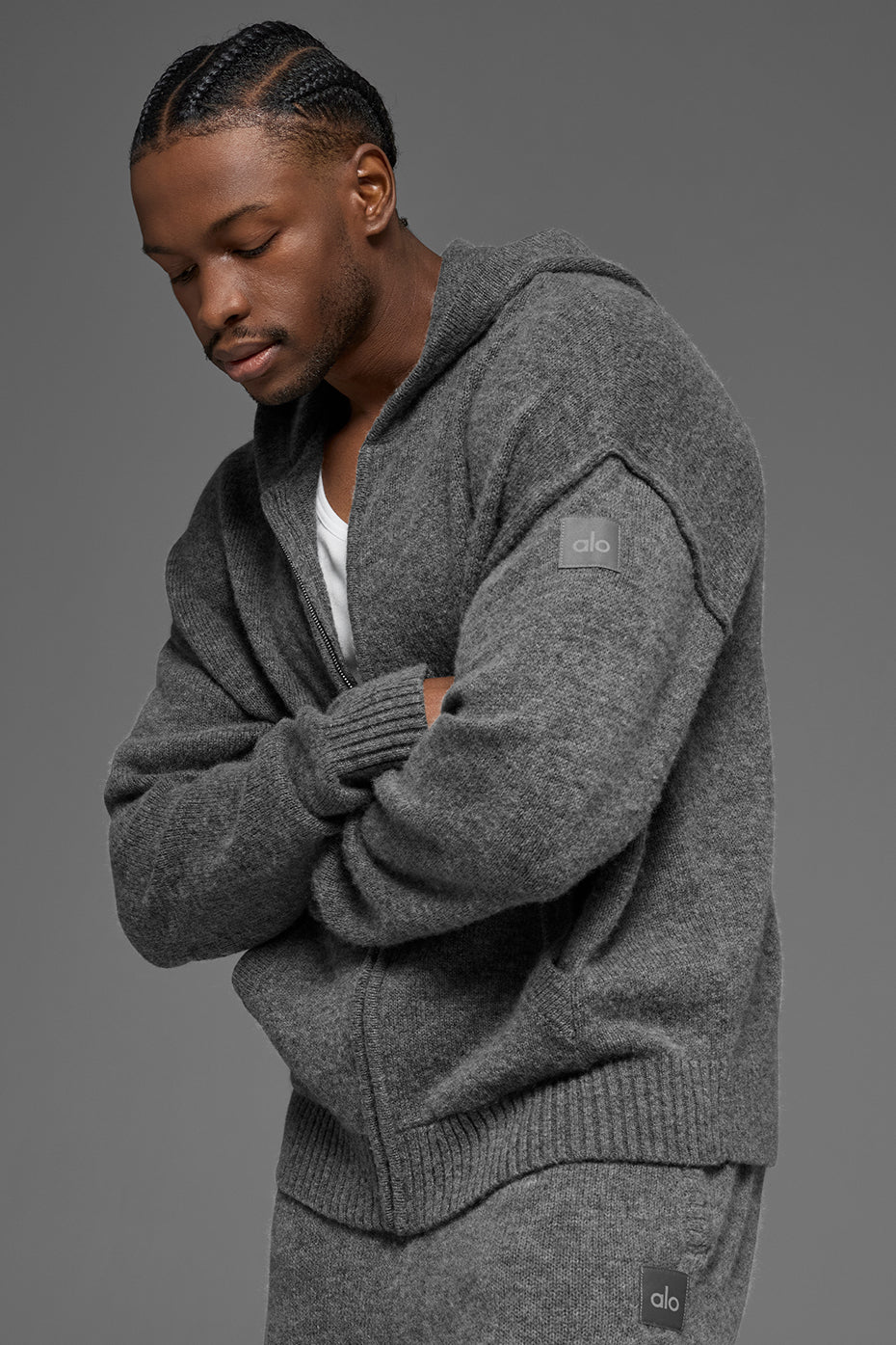 Wool Cashmere New Class Full Zip Hoodie - Platinum Grey