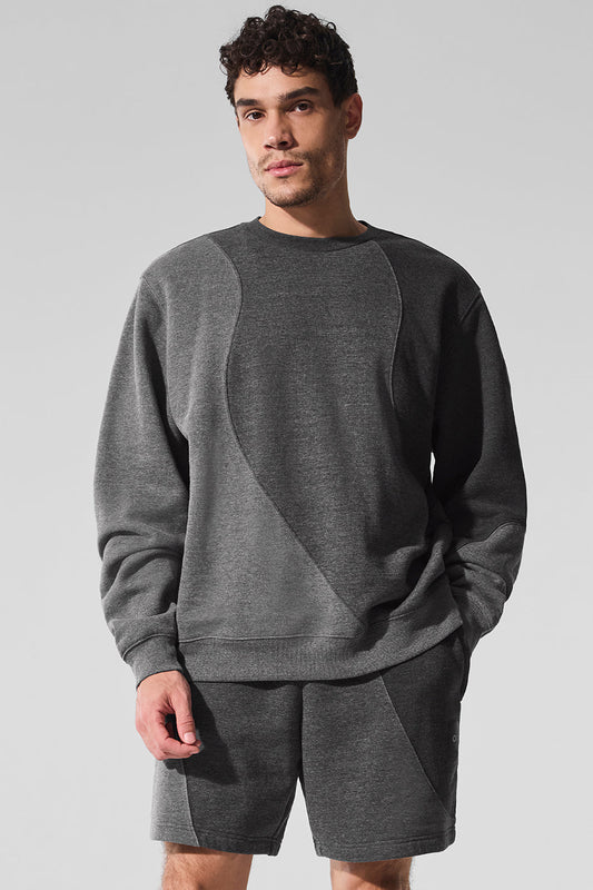 Make Waves Crew Neck Pullover - Dark Heather Grey Tonal